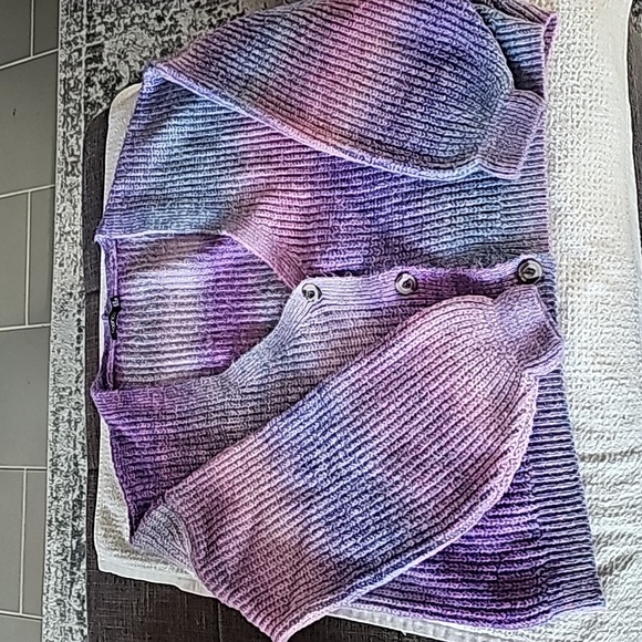 Boohoo Sweaters - BooHoo Oversized Button-front Space Dye Ombre Cardigan Purples Sz 16/XXL…